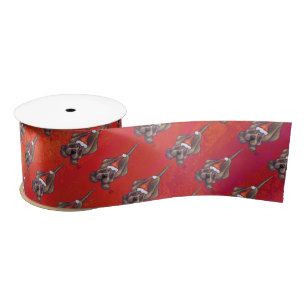 Hound Dog Christmas On Red Satin Ribbon