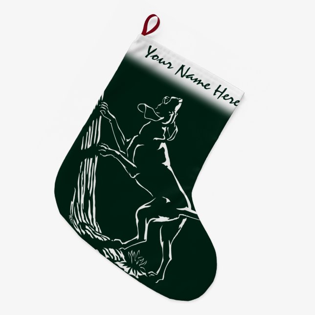 Hound Dog Christmas Stocking Customised Stockings (Front (Hanging))