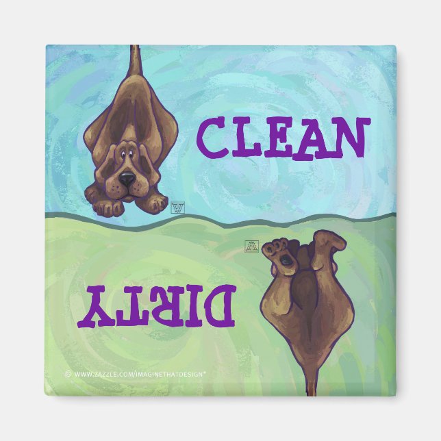 Hound Dog Clean Dirty Dishwasher Magnet (Front)