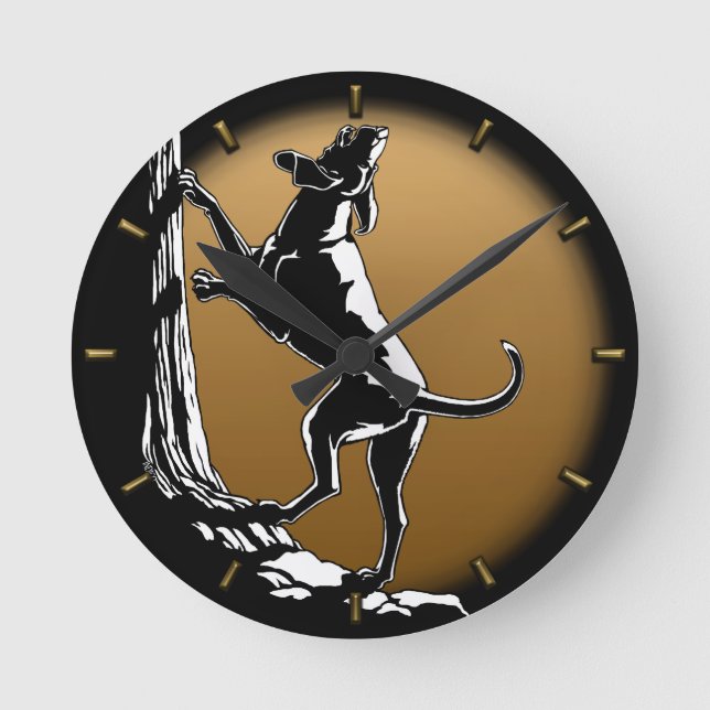 Hound Dog Clock Hunting Dog Art Wall Clock (Front)