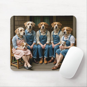 Hound Dog Family Portrait On a Porch Mouse Mat