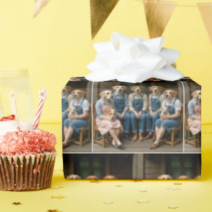 Hound Dog Family Portrait On a Porch Wrapping Paper