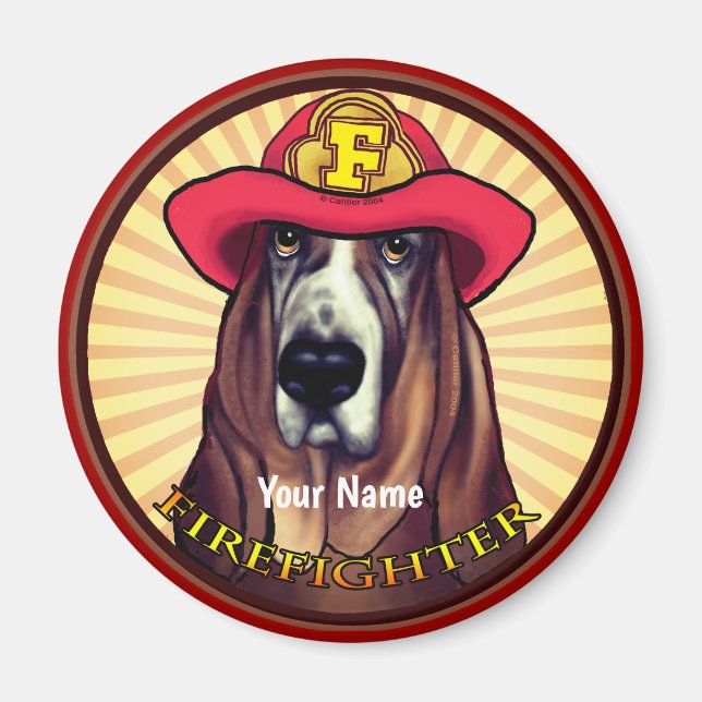 Hound Dog  Firefighter  magnet (Front)