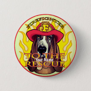 Hound Dog Firefighter pin button