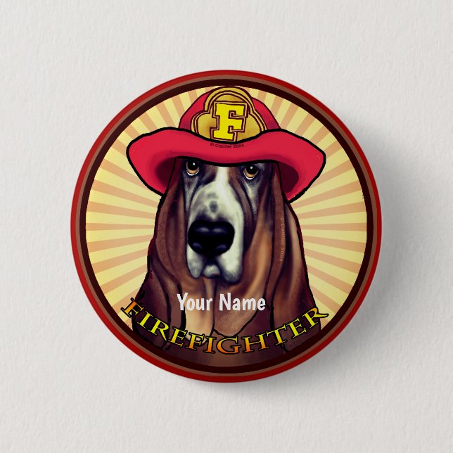 Hound Dog  Firefighter  pin button (Front)