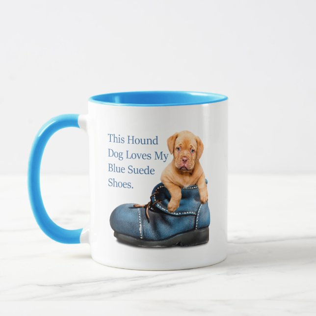Hound Dog Loves Blue Suede Shoes Mug (Left)