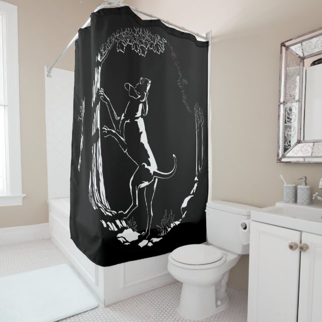 Hound Dog Shower Curtain Coonhound Hunting Dog (In Situ)