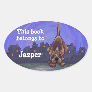 Hound Dog Stationery Oval Sticker