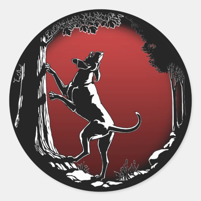 Hound Dog Stickers Hunting Dog Art Stickers (Front)