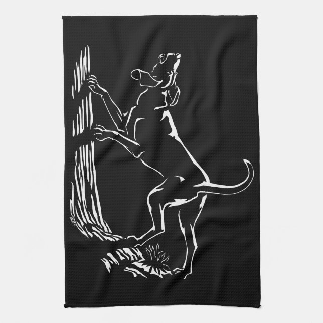Hound Dog Towel Hunting Dog Art Tea Towel (Vertical)