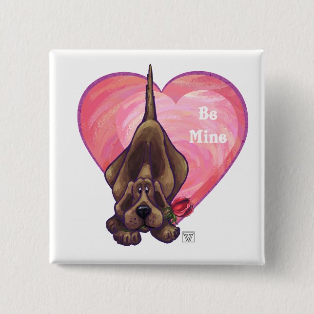 Hound Dog Valentine's Day 15 Cm Square Badge (Front)