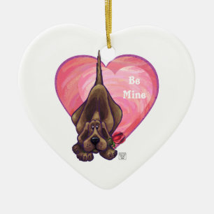 Hound Dog Valentine's Day Ceramic Tree Decoration