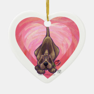 Hound Dog Valentine's Day Ceramic Tree Decoration