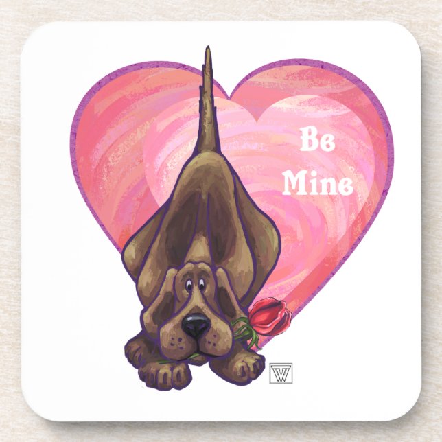 Hound Dog Valentine's Day Coaster (Front)