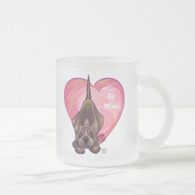 Hound Dog Valentine's Day Frosted Glass Coffee Mug (Right)