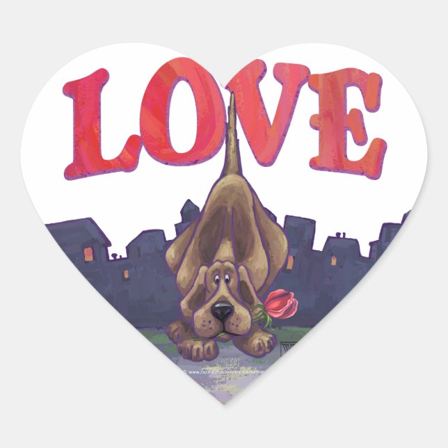 Hound Dog Valentine's Day Heart Sticker (Front)