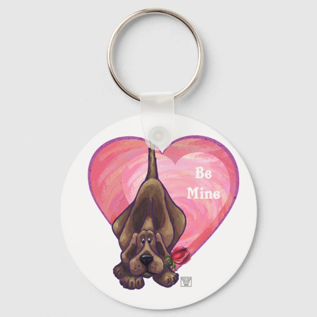 Hound Dog Valentine's Day Key Ring (Front)