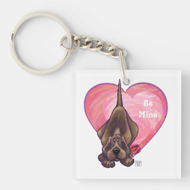 Hound Dog Valentine's Day Key Ring (Front)