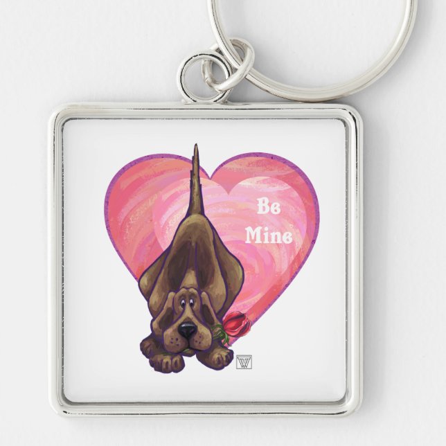 Hound Dog Valentine's Day Key Ring (Front)