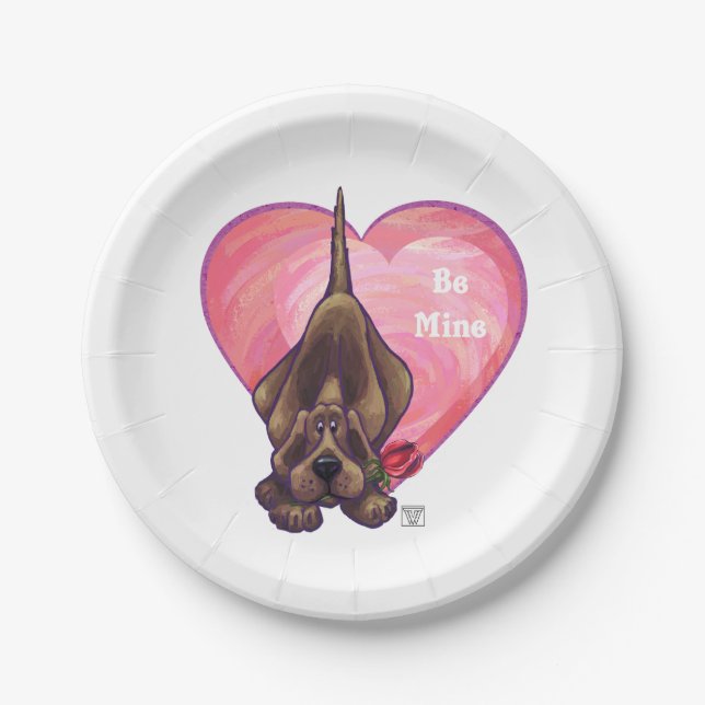 Hound Dog Valentine's Day Paper Plate (Front)
