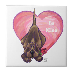 Hound Dog Valentine's Day Tile