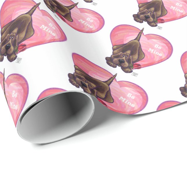 Hound Dog Valentine's Day Wrapping Paper (Roll Corner)