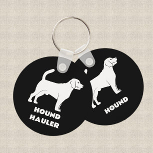 Hound Haulier Dog Silhouettes Black and White Key Ring
