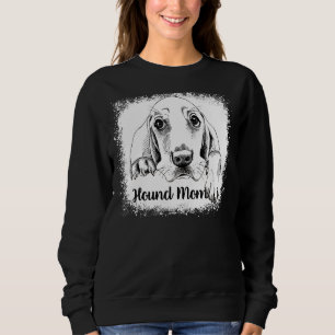 Hound Mum Bleached Cute Basset Hound Dog Mama Sweatshirt