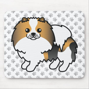 Hound Tricolor Pomeranian Cute Cartoon Dog & Paws Mouse Mat