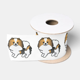 Hound Tricolor Pomeranian Cute Cartoon Dog Satin Ribbon