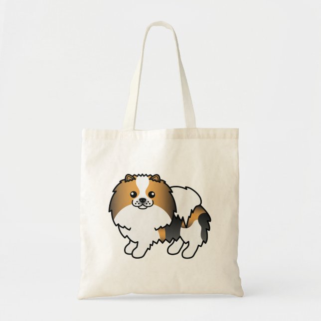 Hound Tricolor Pomeranian Cute Cartoon Dog Tote Bag (Front)