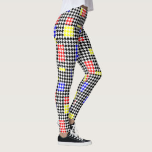 Houndstooth Abstract Black and Colours Modern Art Leggings