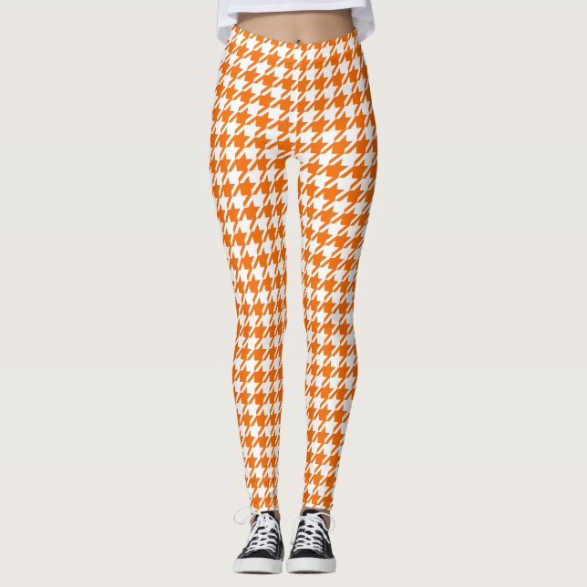 Houndstooth Amberglow Orange Leggings (Front)
