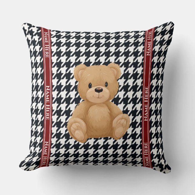 Houndstooth Bear Home, Cushion (Front)