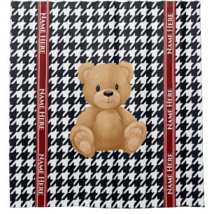 Houndstooth Bear Home, Shower Curtain