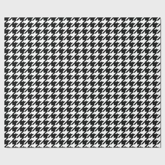 Houndstooth Black-and-White Abstract Check Pattern Wrapping Paper (Seam)
