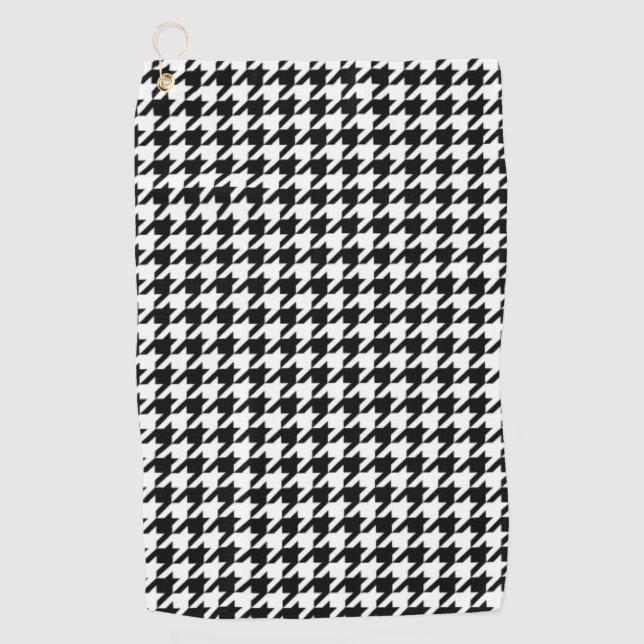 Houndstooth Black and White  Golf Towel (Front)