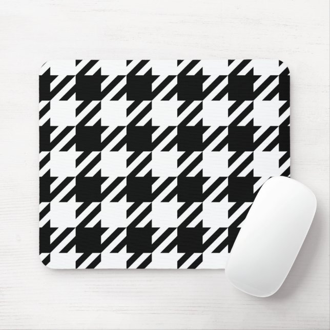 Houndstooth black and white mouse mat (With Mouse)