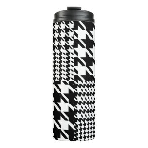 Houndstooth Black And White Patchwork Pattern Thermal Tumbler