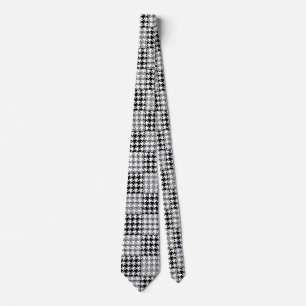 Houndstooth Black And White Patchwork Pattern Tie