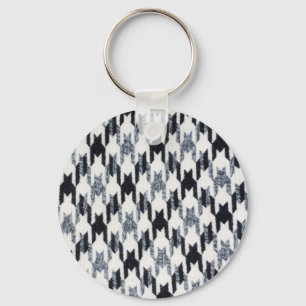 Houndstooth black and white pattern key ring