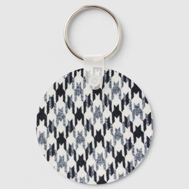 Houndstooth black and white pattern key ring (Front)