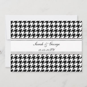 houndstooth black and white wedding invites