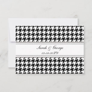 houndstooth black and white wedding rsvp 3.5 x 5 card