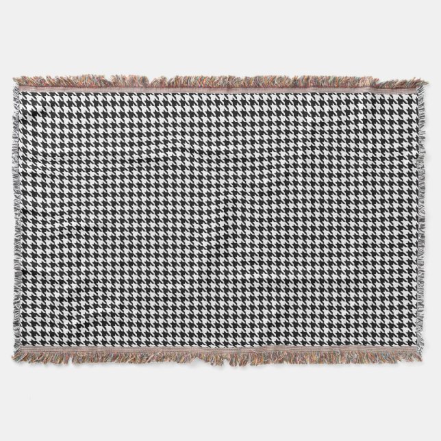 Houndstooth Black & White Classic Throw Blanket (Front)