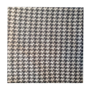 Houndstooth black white elegant chic classic style tile