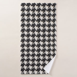 Houndstooth Black White Pattern Bath Towel