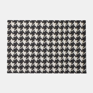 Houndstooth Black White Pattern Doormat