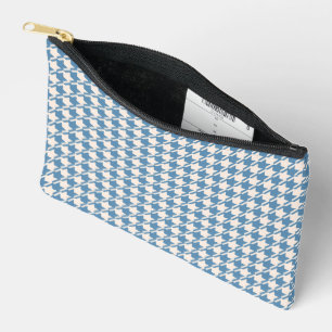 Houndstooth Blue+Cream Pattern Accessory Pouch