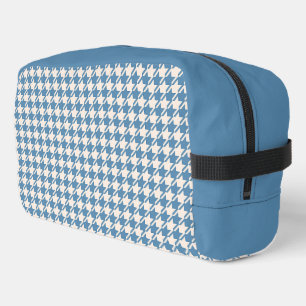 Houndstooth Blue+Cream Pattern Dopp Kit